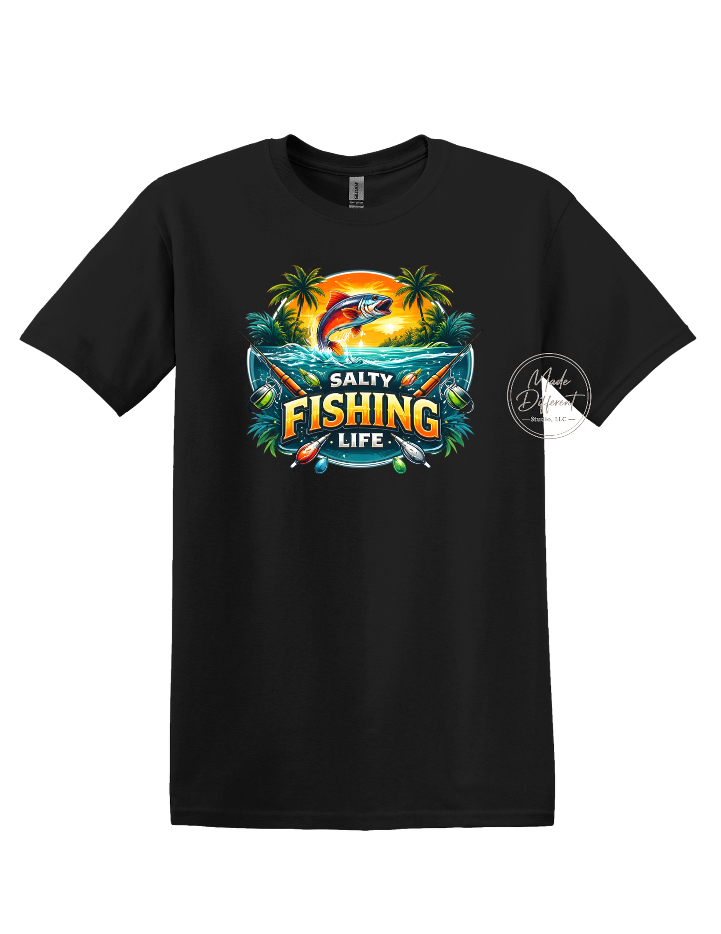 Salty Fishing Life Tropical - Adult T-shirt