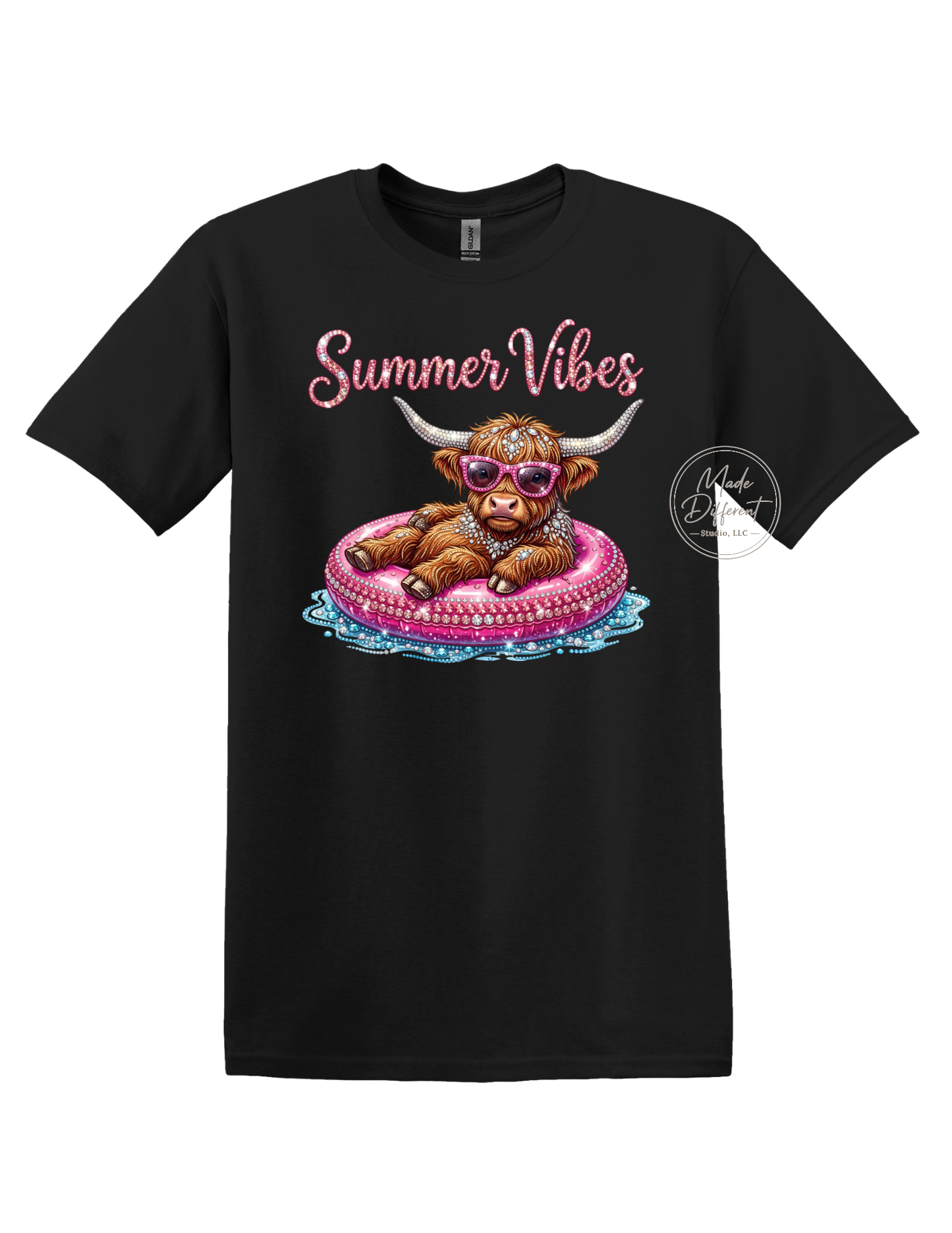 Rhinestone Highland Cow Summer Vibes - DTF Sheet Ready To Press
