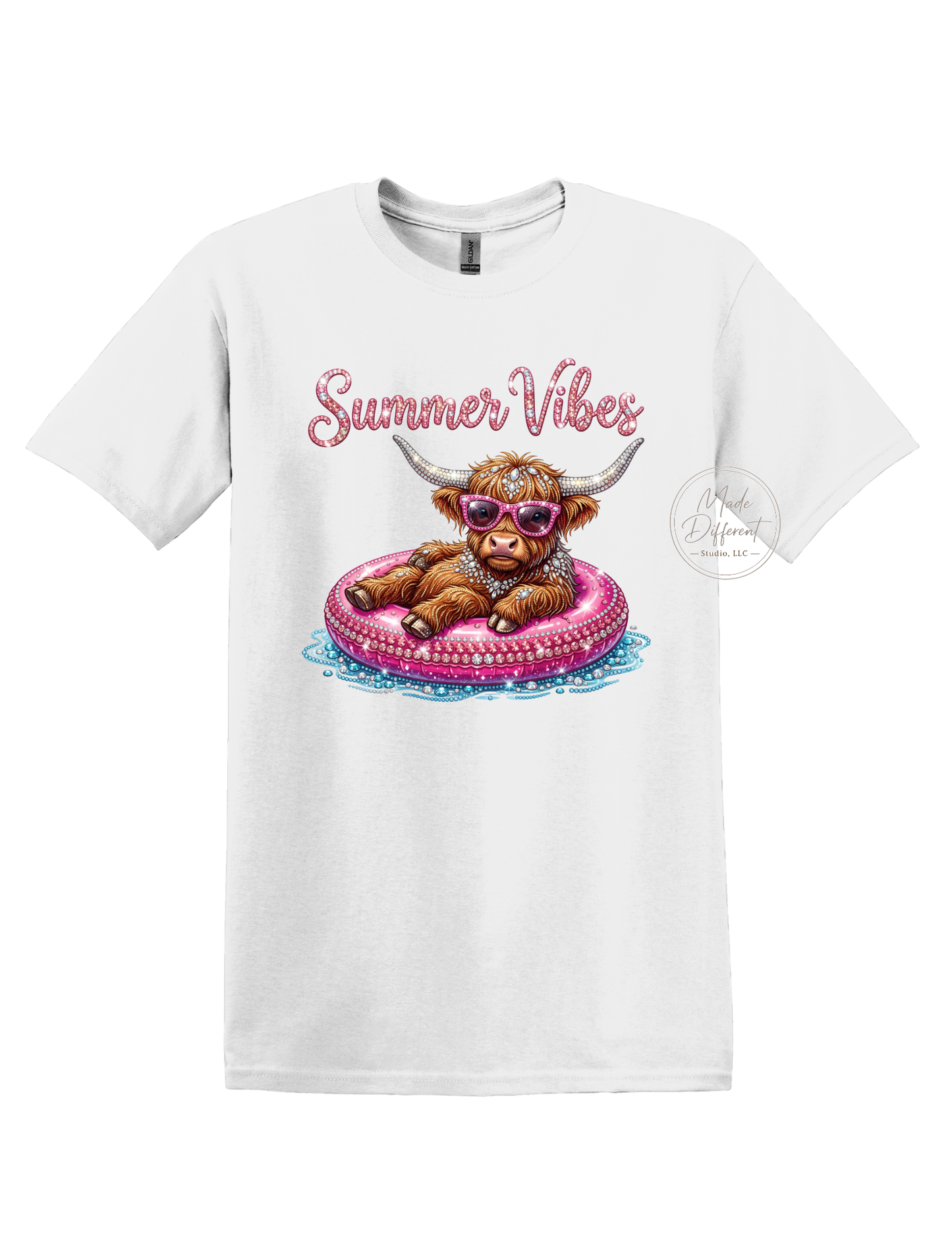 Rhinestone Highland Cow Summer Vibes - DTF Sheet Ready To Press