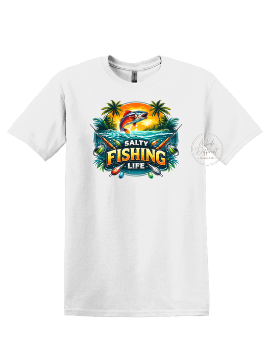 Salty Fishing Life Tropical - Adult T-shirt
