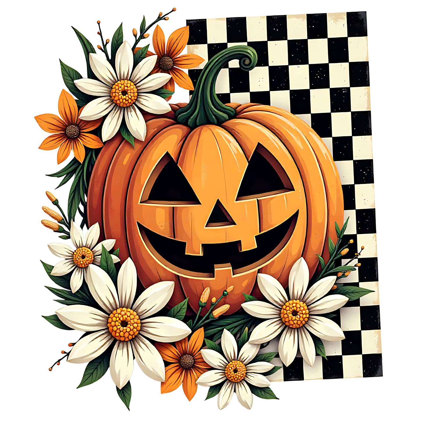 Retro Flower Pumpkin - DTF Sheet Ready To Press