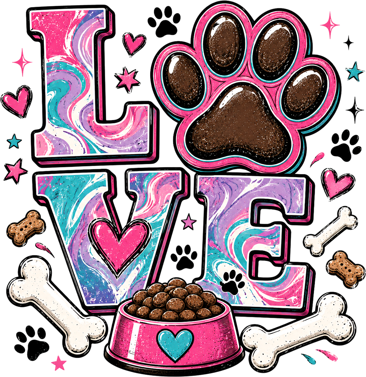 LOVE & PAW - DTF Sheet Ready to Press