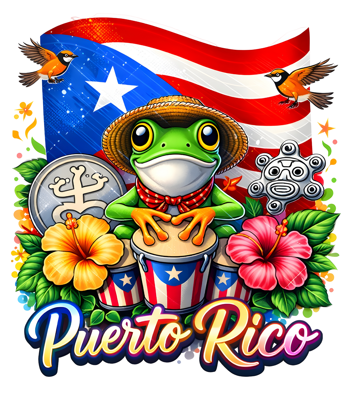 PUERTO RICO FROG GONGA - DTF Sheet Ready to Press