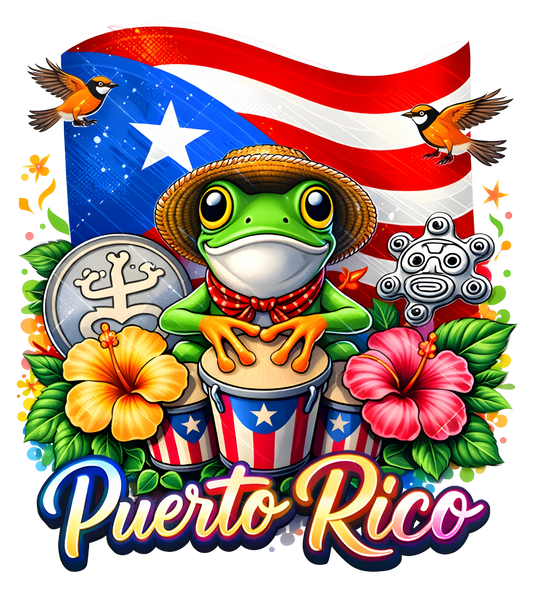 PUERTO RICO FROG GONGA - DTF Sheet Ready to Press