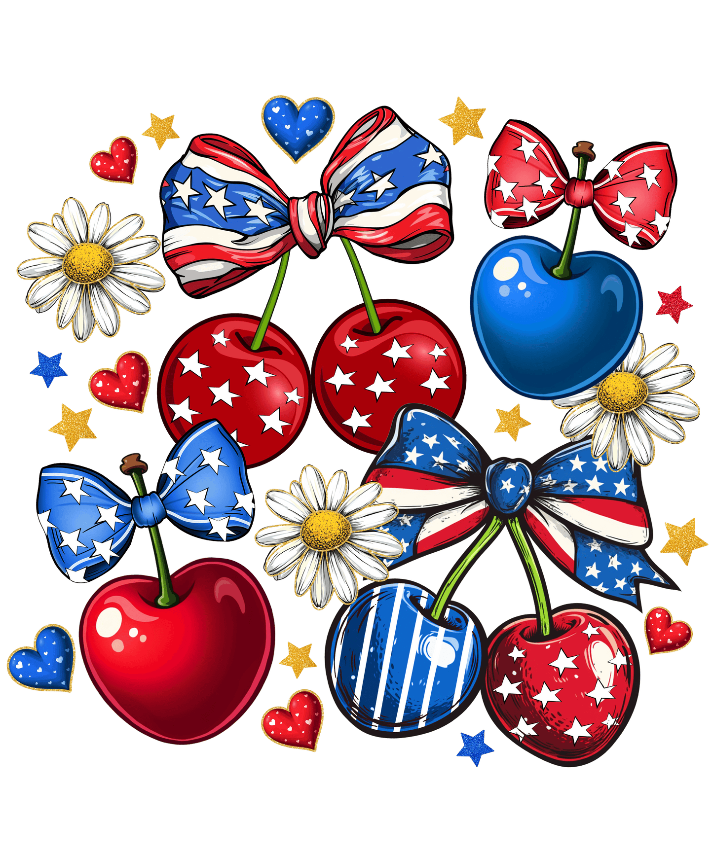 Patriotic Cherries - DTF Sheet Ready To Press