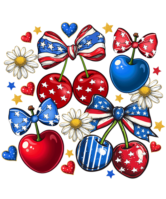Patriotic Cherries - DTF Sheet Ready To Press