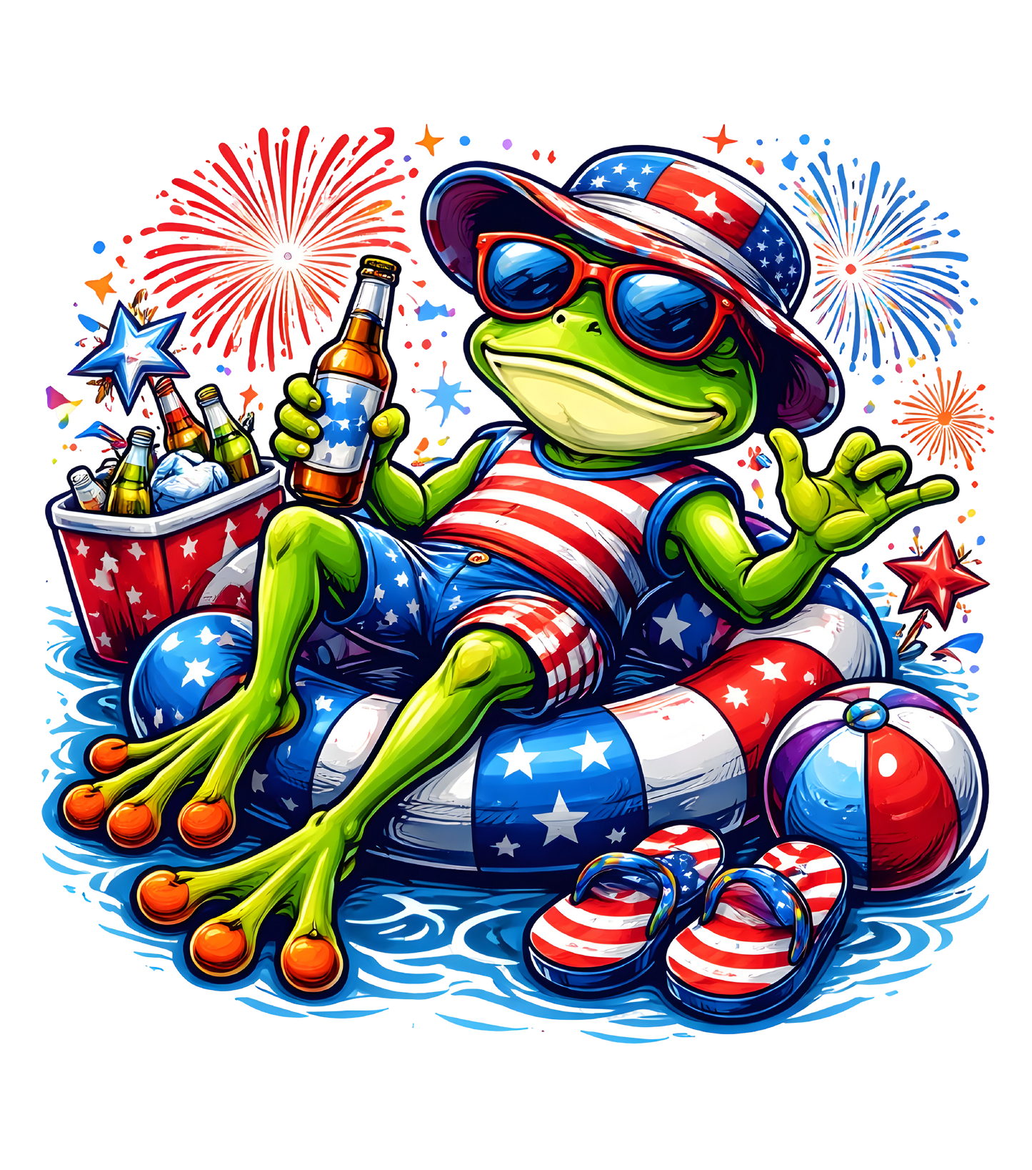 Floating Frog  - DTF Sheet Ready To Press