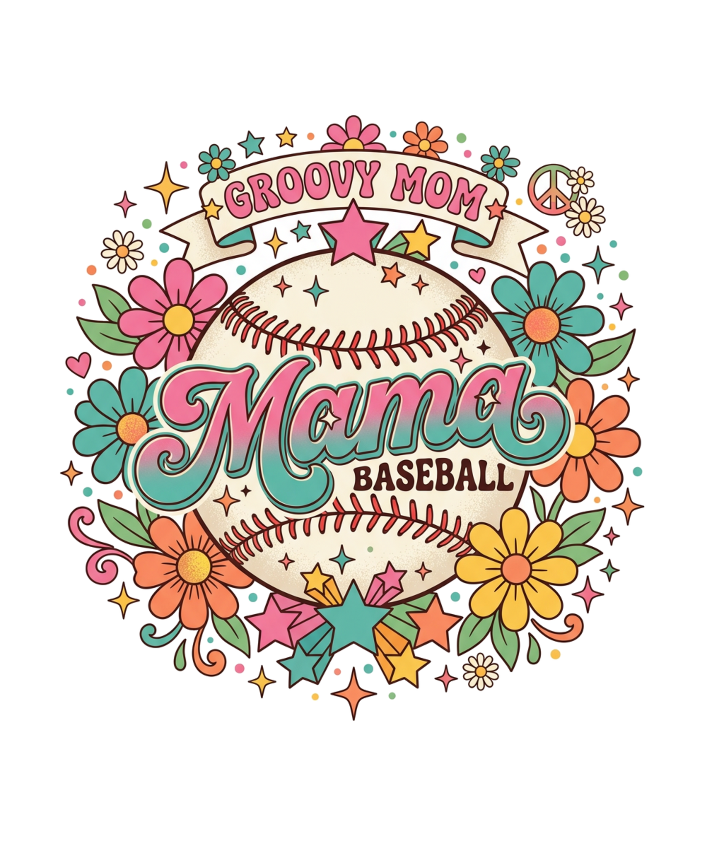Retro Mama Baseball - DTF Sheet Ready To Press