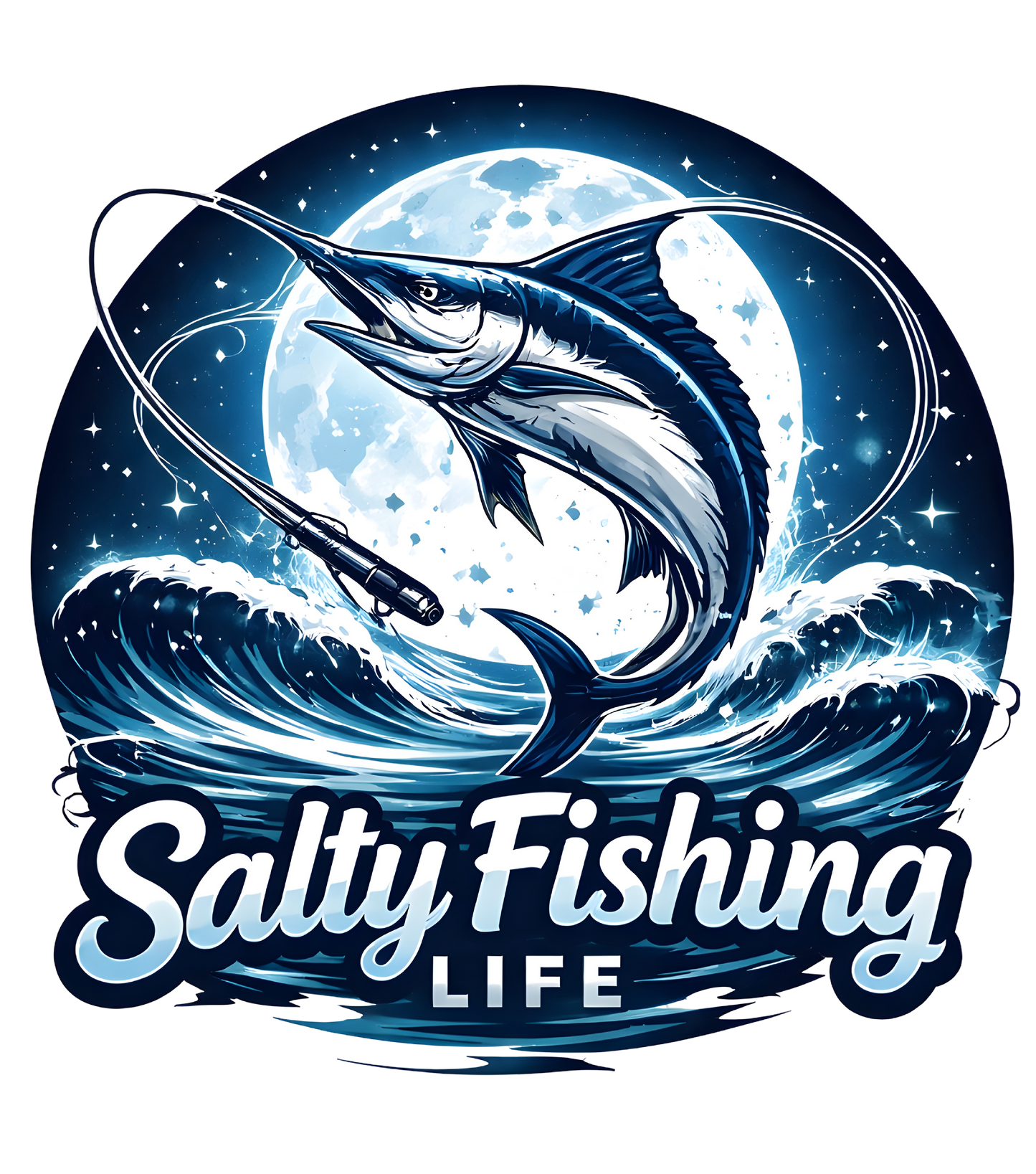 Salty Fishing Life Blue - DTF Sheet Ready To Press