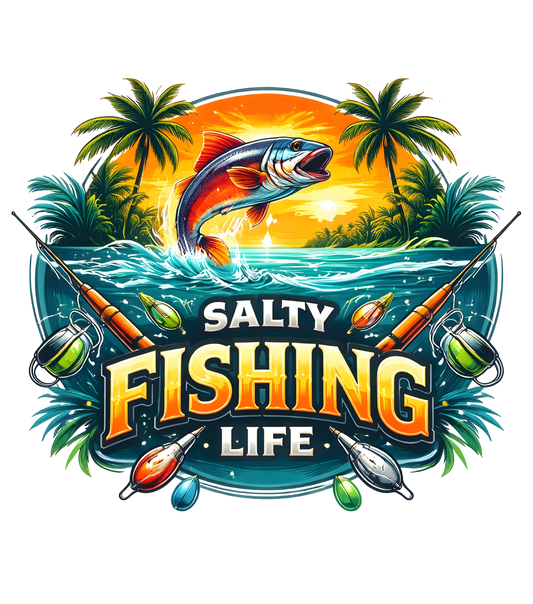 Salty Fishing Life Tropical - DTF Sheet Ready To Press